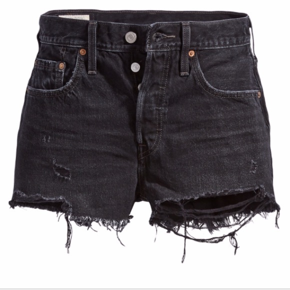 NWT Levi’s High Rise Distressed Shorts Black 27 - Picture 8 of 8